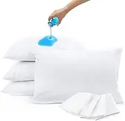 Waterproof Quilted Pillow Protectors - Pack of 4 Zipped Microfiber Quilted Pillow Cases Hypoallergenic Bed Pillow Covers Set, Soft & Comfortable Pillow Encasement, 75cm x 50cm, White
