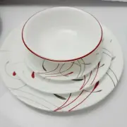 Corelle Splendor Plates Set. 1 Dinner, 1 Salad, Dessert Plate 1 Cereal Bowl