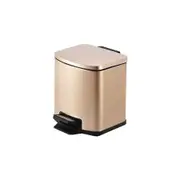 Foot Pedal Tungsten Steel Rubbish Bin Garbage Waste Trash Can Square 9L Champagne Gold