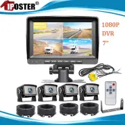 7" IPS Screen Quad Monitor DVR 4x 4 PIN AHD 1080P Rear View Camera 12-24v Truck