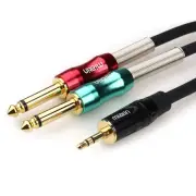 3.5mm (1/8") Male TRS to Dual 6.35mm (1/4") TS Male Aux Jack Stereo Audio Y S...