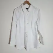 NWT Talbots Plus Womens 100% Cotton White Tunic Shirt Size 1X Button-Down Slits