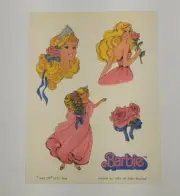 Vintage 1983 Barbie Mattel Apple Scratch & Sniff Sticker Sheet Scented 1983 5133