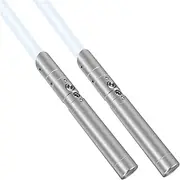 YOFOTHS Lightsaber Rechargeable 7 RGB Color Metal Hilt Dueling LED Light Saber for Adults Kids Cosplay Accessories with Sound Mode, Silver 2 Packs, Medium