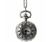 Pocket Watches Flip Quartz Pocket Watch Steel Chain Necklace Silver