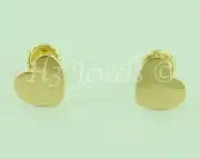 14k Solid Yellow gold kids Stud Heart earring earrings Screw back #5586