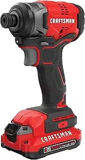 [CRAFTSMAN] V20 Cordless Impact Driver Kit, 1/4 inch, Battery and Charger Included (CMCF810C1)