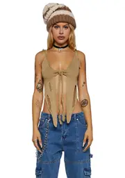 [The Ragged Priest] Hex Tie Front Top