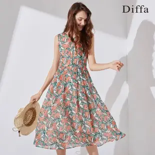 【Diffa】桔綠花背心洋裝-女