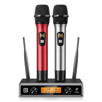 Wireless Microphone System, Professional Metal Cordless Karaoke Microphones, ...