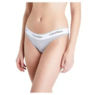 【Calvin Klein 凱文克萊】Modern Cotton Thong 棉質寬腰帶 女內褲 丁字褲/CK內褲(灰色)