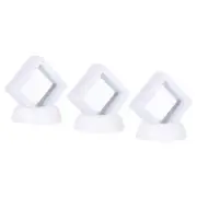 3D Floating Display Frame Coin Jewelry Case with Base 2"x2" White 3pcs