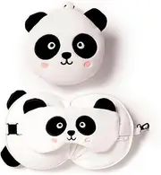 [Puckator] Relaxeazzz Panda Round Plush Travel Pillow and Eye Mask, 12 cm Height
