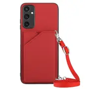 For Samsung Galaxy A05s 4G Case Leather+TPU Phone Cover with Card Slot and Shoulder Strap