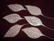 Vintage Light Pink Velvet Rose Leaves - set of 6