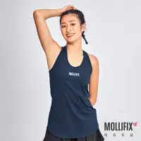 在飛比找Yahoo奇摩購物中心優惠-Mollifix 瑪莉菲絲 後摺景垂墜拚色運動背心 (丈青)