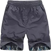 [Generic] Men's Elastic Waist Casual Outdoor Short Workout Running Short-pant Quick Dry Lightweight Hiking Shorts Pockets