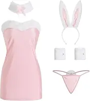 [JINZIJINYU] Women Babydoll Lingerie Sexy Plush Bunny Girl Solid Color Slim Pack Hip Skirt Bed Uniform Suit