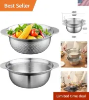 Elegant 3.5 Quart Stainless Steel Colander Set with Handle for Versatile Cooking