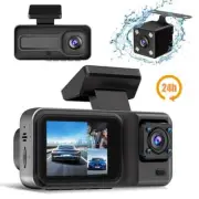 3-Channel Dash Cam for Cars – 1080P Front, Inside & Rear View Camera