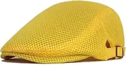[HIQIU] Unisex Peaked Cap Beret Hat Men's Breathable Mesh Flat Cap Men's Summer Gatsby Newsboy Beret Cap Flat Cap Men's Summer Hat Sports Hat Adjustable 55 cm - 60 cm