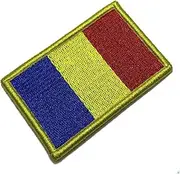 [BR44] BPROV001 Romania Flag Embroidered Patch Gold Border Uniform Kart Kimono, Hook Fasteners Attach to Tactical Hats and Gears