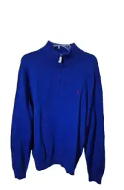 Polo Ralph Lauren Sweater Mens 2XL Blue 1/4 Zip Long Sleeve NEW