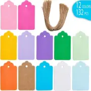 132 Pcs Hanging Gift Tags with String, 12 Colors, for DIY Crafts Christmas