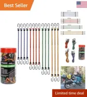 Durable Bungee Cord Kit - 14 Pieces, Rubber & Latex Cords, Color Coded by Length