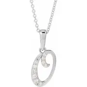 14K White 1/10 CTW Natural Diamond Initial O 18" Necklace
