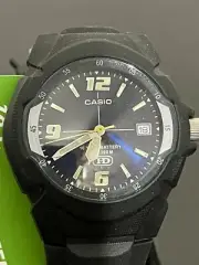 Casio Black Analog Watch 10 Year Battery 100M WR Neo Date Display New