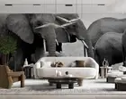 3D Elephant Self-adhesive Removeable Wallpaper Wall Mural
