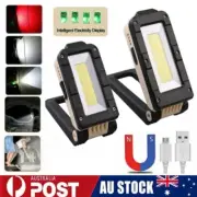USB LED Work Light COB Inspection Lamp Folding Torch Rechargeable Car Garage AU