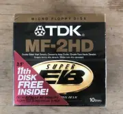 TDK MF-2HD Micro Floppy Disk Super EB 10-Pack NEW Sealed w/ Labels