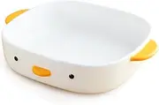 PURROOM Cute Duck Baking Dish, Ceramic Casserole Square Dish, Porcelain Pie Pan, 9x9 in Medium Baking Pan with Handles, Oven Safe & Durable Bakeware for Lasagna.