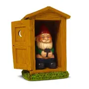 Kwirkworks 9” Outhouse Toilet Garden Gnome – Funny Lawn Statue For Out