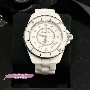 二手正品 CHANEL 香奈兒 J12 系列 白陶瓷 腕錶/石英錶 女士/手錶 33mm 38cm 手錶女生