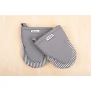 Better Homes & Gardens Silicone Printed Mini Kitchen Oven Mitts 2pc Set, Gray