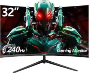 Gawfolk 32 Inch Curved Gaming Monitor 240Hz PC Screen Full HD 1080P, Frameless 1