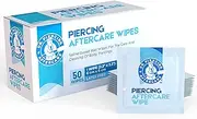 Dr. Piercing Aftercare Wipes – Piercing Aftercare | Saline Solution for Piercings - Keloid Bump Ear Piercing Cleaner – Ears Lips Belly Nose Piercing Bump - Piercing Hole Cleaner (50 Count)