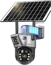 4K 8MP WiFi Solar Camera Dual Lens Dual Screen Battery CCTV Motion Detection Human Auto Tracking Surveillance Cameras(WiFi Cam No Card)