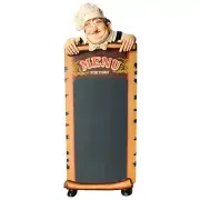 Standing Chef with Chalkboard Menu Statue Restaurant Kitchen Collectible