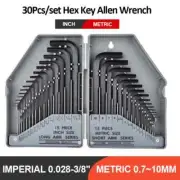 30Pcs Wrench Set Hex Key Allen Wrench 0.028"- 3/8" Inch & 0.7mm-10mm Metric Size