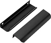 Cabinet Handles - 10 Pack Finger Pulls for Cabinets and Drawers - Sleek Aluminum Concealed Cabinet Drawer Handle Pull for Wardrobe, Kitchen (10, Black, Overall 3.15" (Hole 2.52"))