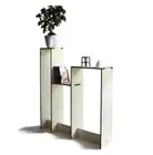 Contemporary Laser Cut Wood Pedestal with Sideboard and Narrow Console Table