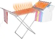 Clothes Airer,Electric Clothes Dryer, Heated Clothes Drying Racks Heated Clothes Airer with 18 Heated Tubes, Heated Airers Clothes Indoor Electric Heated Drying Rack with Folding Wings Warm Life