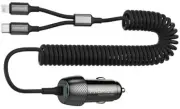 Promate 33W Car Charger with Lightning & USB-C Cable, USB-A Port
