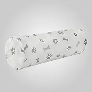 GuoChe Background Dog Paw Print Bone Sleep Neck Roll Pillow Bolster Legs Memory Foam Back Support Cylinder Couch Kids Round Pillows