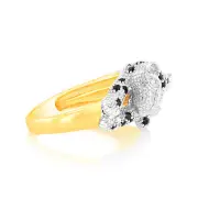 9ct Yellow Gold 0.82Ct Sapphire & 20 Diamond Men's Ring, T