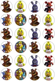 24 x Five Nights at Freddy's Cupcake Toppers Edible Wafer Paper Cake Edible